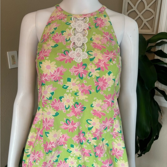 Lilly Pulitzer Floral Midi Dress in Lime and Pink - Picture 2 of 7